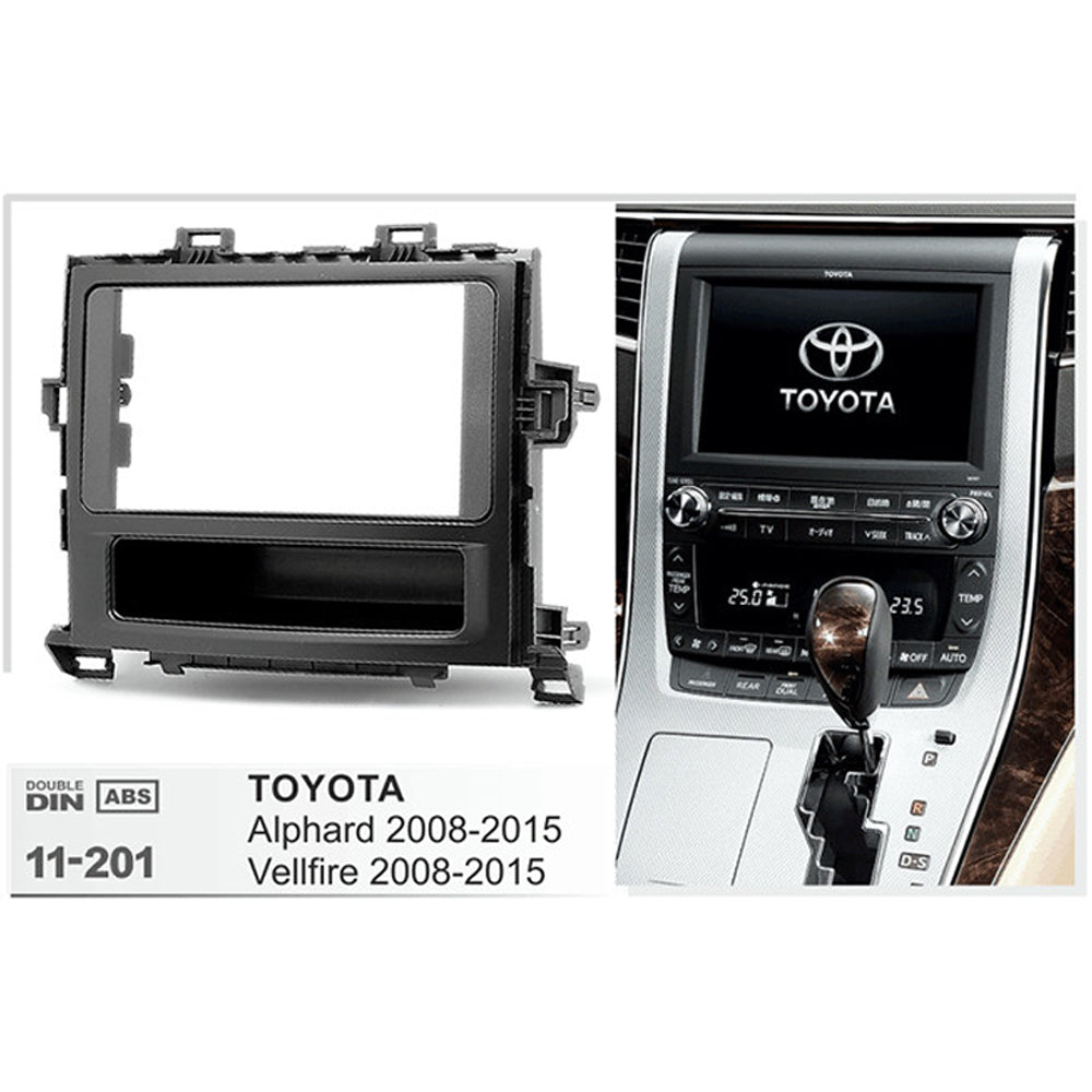 FITTING KIT TOYOTA ALPHARD , VELLFIRE 2008 - 2015 DOUBLE DIN (BLACK) (WITH TOYOTA SIDE TRIMS) - 11-201