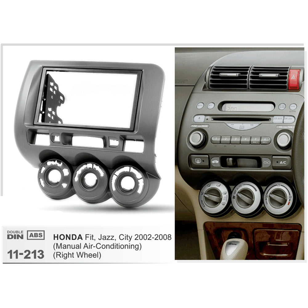 FITTING KIT HONDA JAZZ , CITY 2002 - 2008 DOUBLE DIN (GREY) (MAN AIR CON) - 11-213