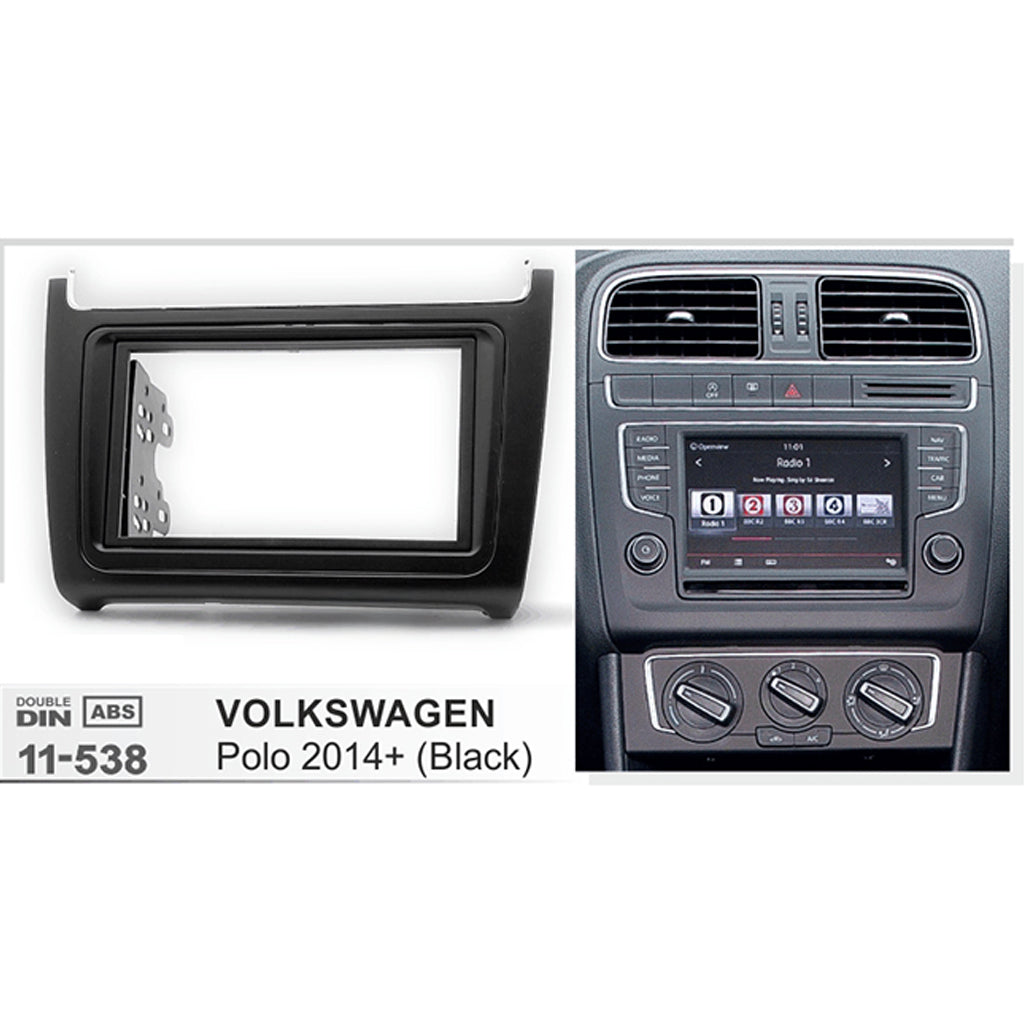 FITTING KIT VOLKSWAGEN POLO 2014 - 2019 DOUBLE DIN (BLACK) - 11-538