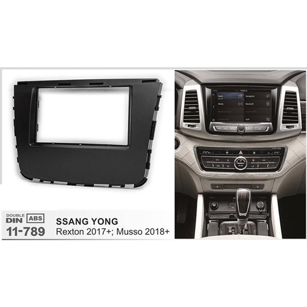 FITTING KIT SSANGYONG REXTON , MUSSO , RHINO 2017 ON DOUBLE DIN (BLACK) - 11-789