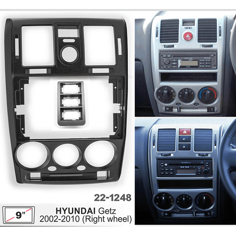 FITTING KIT 9" DASH HYUNDAI GETZ 2002 - 2010 ON (BLACK) - 22-1248
