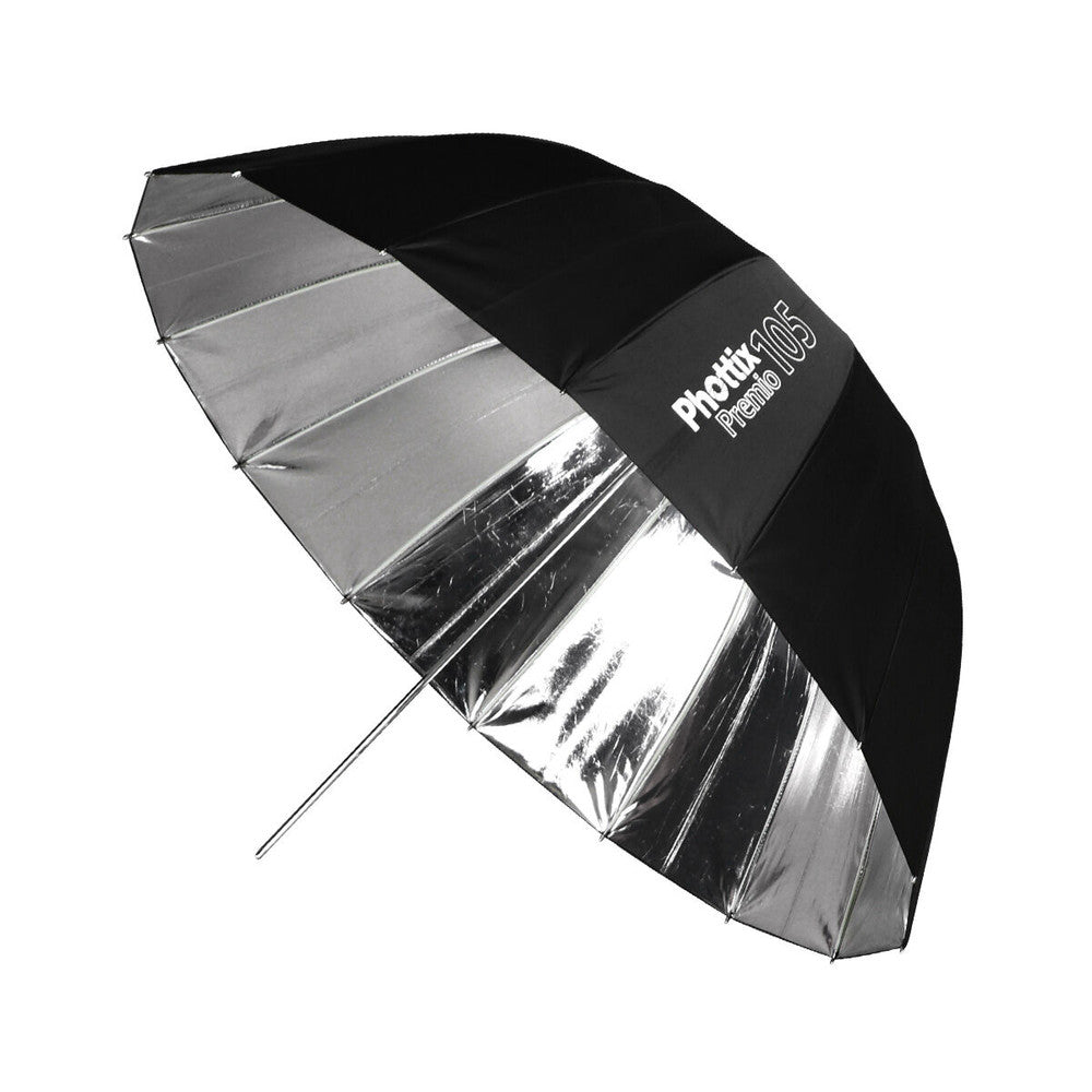 PHOTTIX PREMIO REFLECTIVE UMBRELLA, SILVER & BLACK - 105CM - 85371