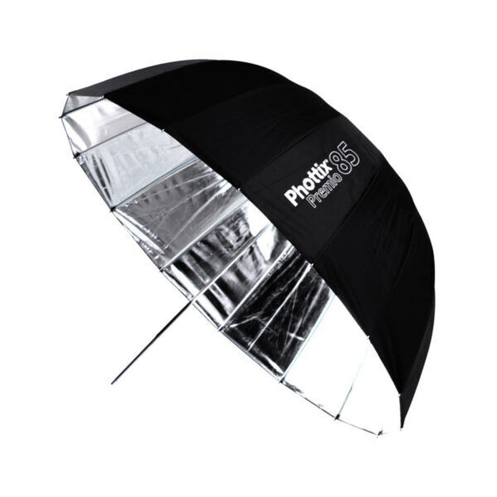 PHOTTIX PREMIO REFLECTIVE UMBRELLA, SILVER & BLACK - 85CM - 85372