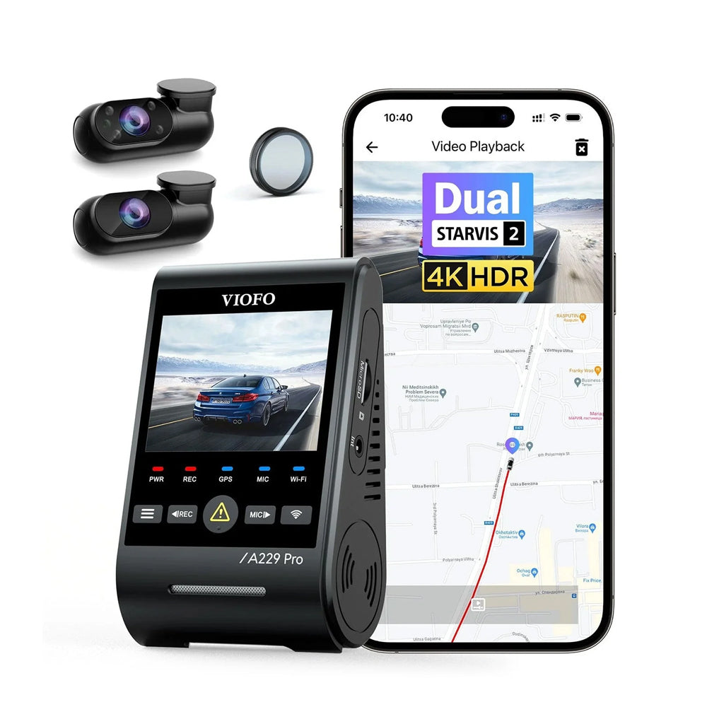 VIOFO DASHCAM A229 PRO 4K FRONT + 2K INTERNAL + 2K REAR 5GHZ WIFI + GPS - A229-PRO-3CH-IR