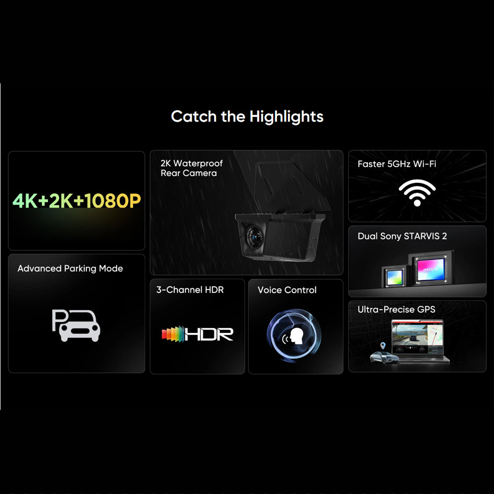 VIOFO DASHCAM A229 PRO 4K FRONT + 2K INTERNAL + 2K WATERPROOF REAR 5GHZ WIFI + GPS - A229W-PRO-3CH-IR