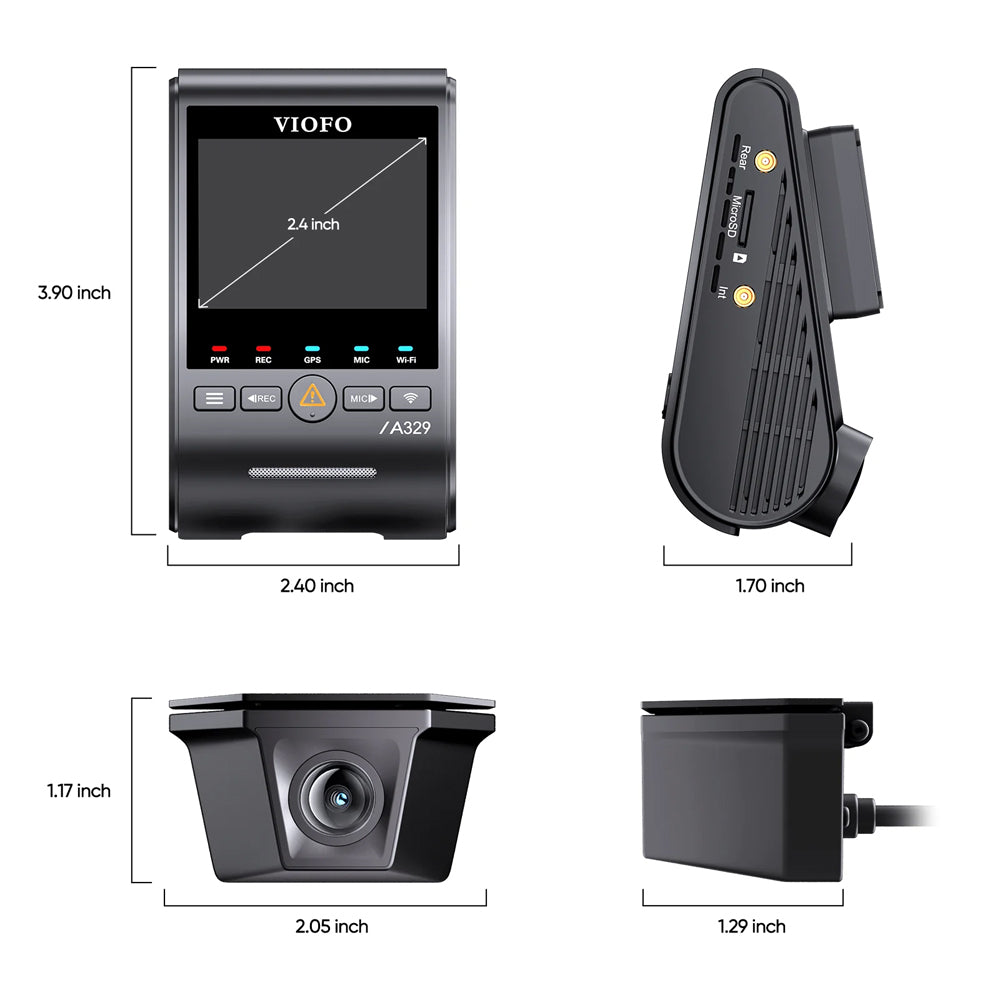 VIOFO DASHCAM A329 4K FRONT + 2K WATERPROOF REAR WIFI 6 GPS - A329SW-2CH