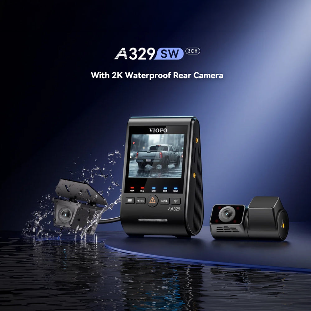 VIOFO DASHCAM A329 4K FRONT + 2K FISHEYE INTERNAL + 2K WATERPROOF REAR WIFI 6 GPS - A329SW-3CH