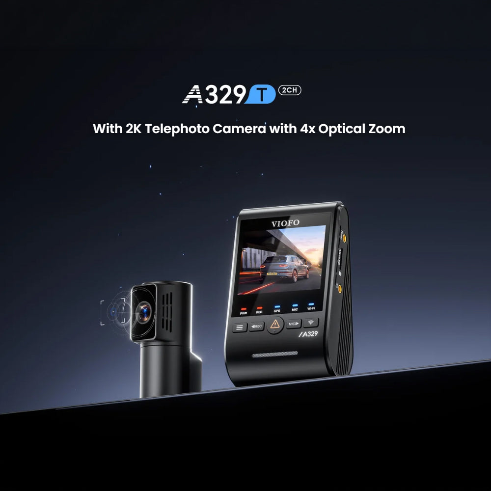 VIOFO DASHCAM A329 4K FRONT + 2K TELEPHOTO REAR CHANNEL WIFI 6 GPS - A329T-2CH