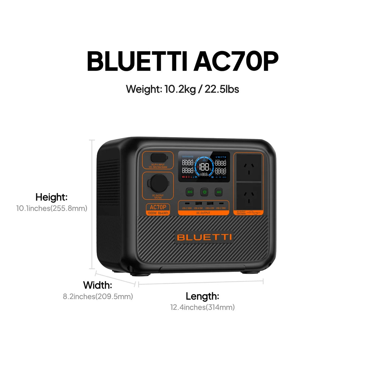 BLUETTI AC70P PORTABLE POWER STATION | 1000W 864WH - AC70P