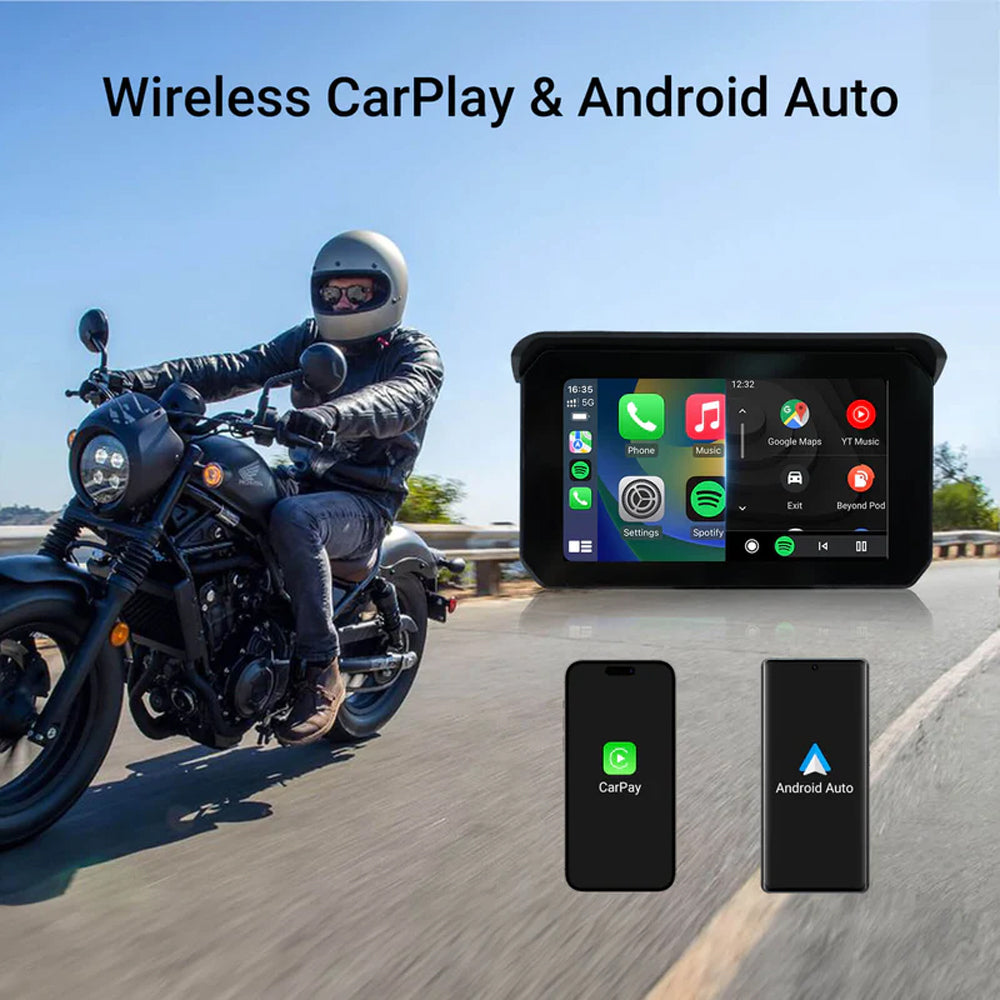 OTTOCAST WIRELESS CARPLAY & ANDROID AUTO 5" SCREEN + CAMERAS FOR MOTORCYCLES IPX7 - C5SE