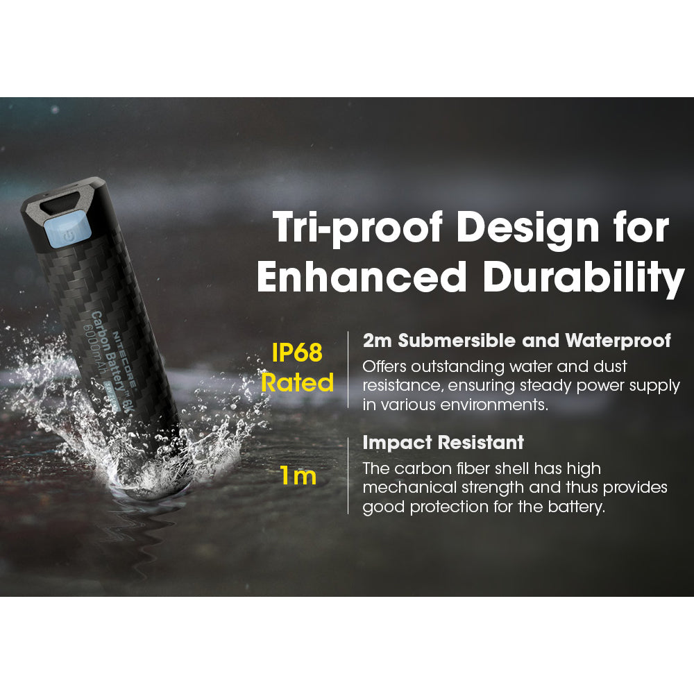 NITECORE LI-ION RECHARGEABLE USB C BATTERY 6000MAH 3.6V - CARBONBATTERY6K