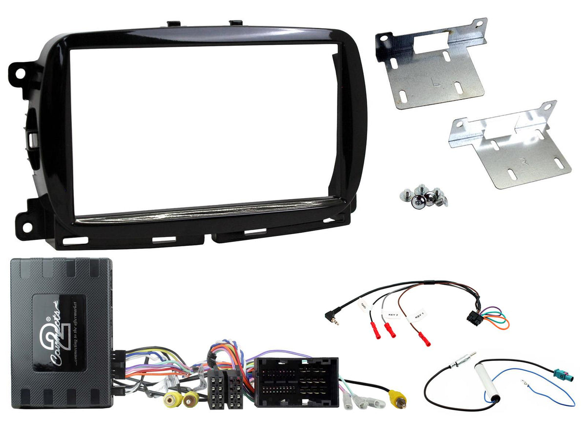 FITTING KIT FIAT 500 2015 - 2021 DOULBE DIN (BLACK) COMPLETE KIT - CTKFT33
