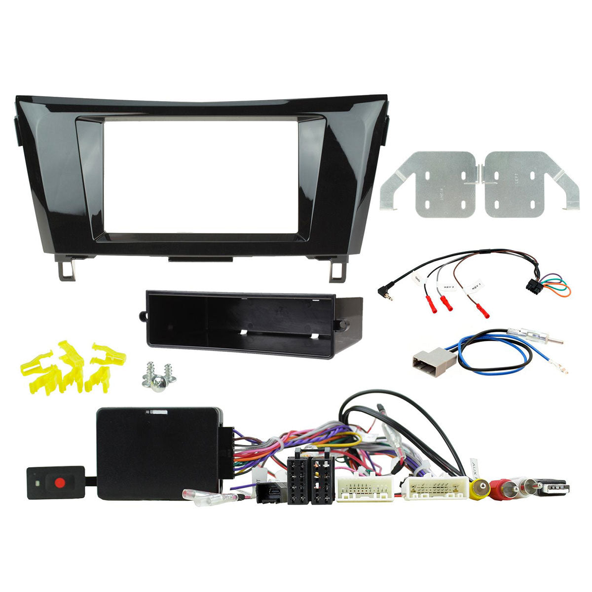 FITTING KIT NISSAN QASHQAI , XTRAIL 2015 - 2018 DOUBLE DIN (24 PIN PLUG)(360 RETENTION) COMPLETE KIT - CTKNS18