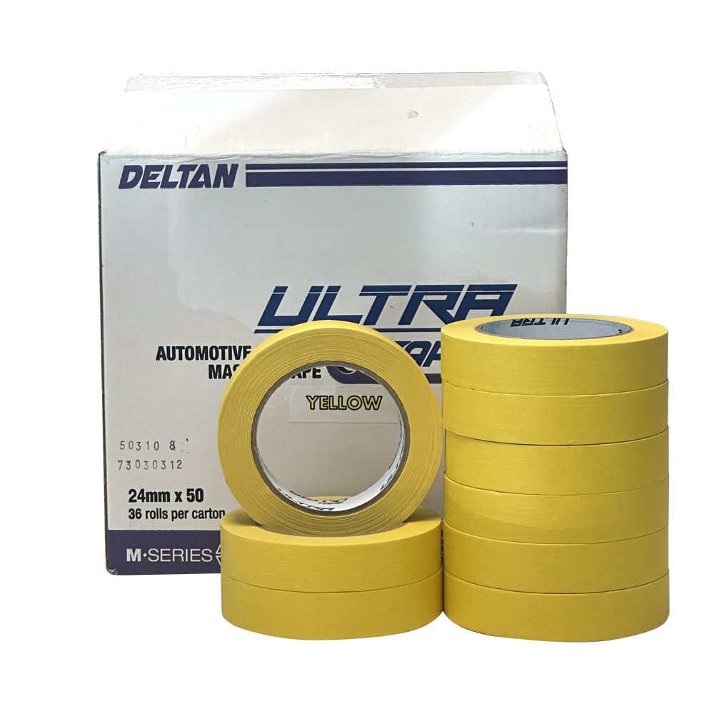 DELTAN ULTRA TAPE AUTOMOTIVE MASKING TAPE YELLOW 24MM X 50M BOX OF 36 - DT2450