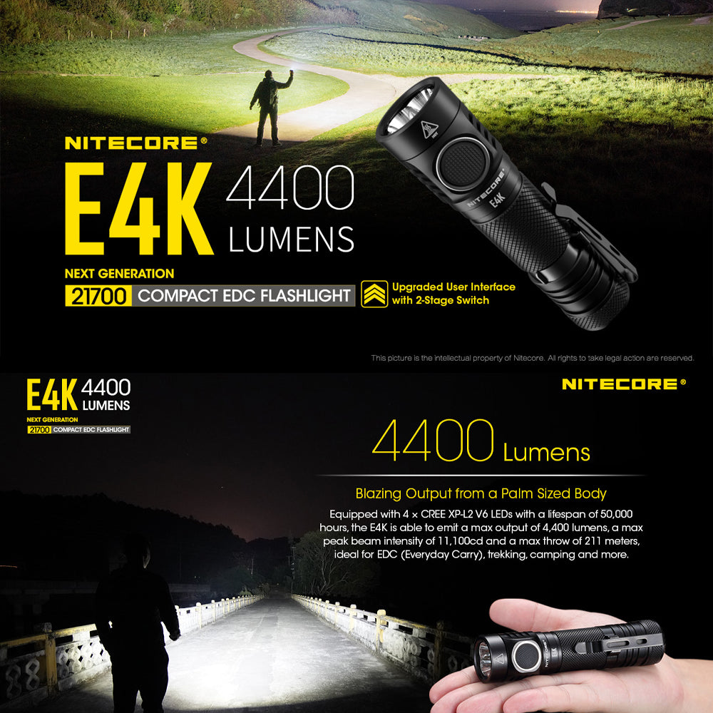 NITECORE E4K 4400 LUMEN EDC TORCH - E4K