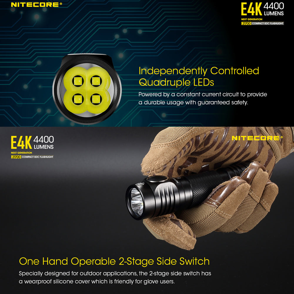 NITECORE E4K 4400 LUMEN EDC TORCH - E4K