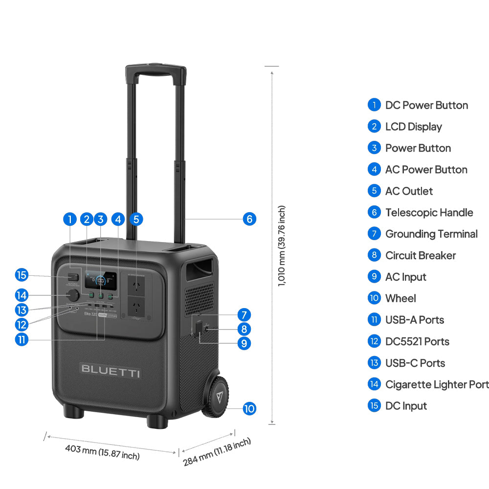 BLUETTI ELITE320 PORTABLE POWER STATION | 1800W 3200WH - ELITE320
