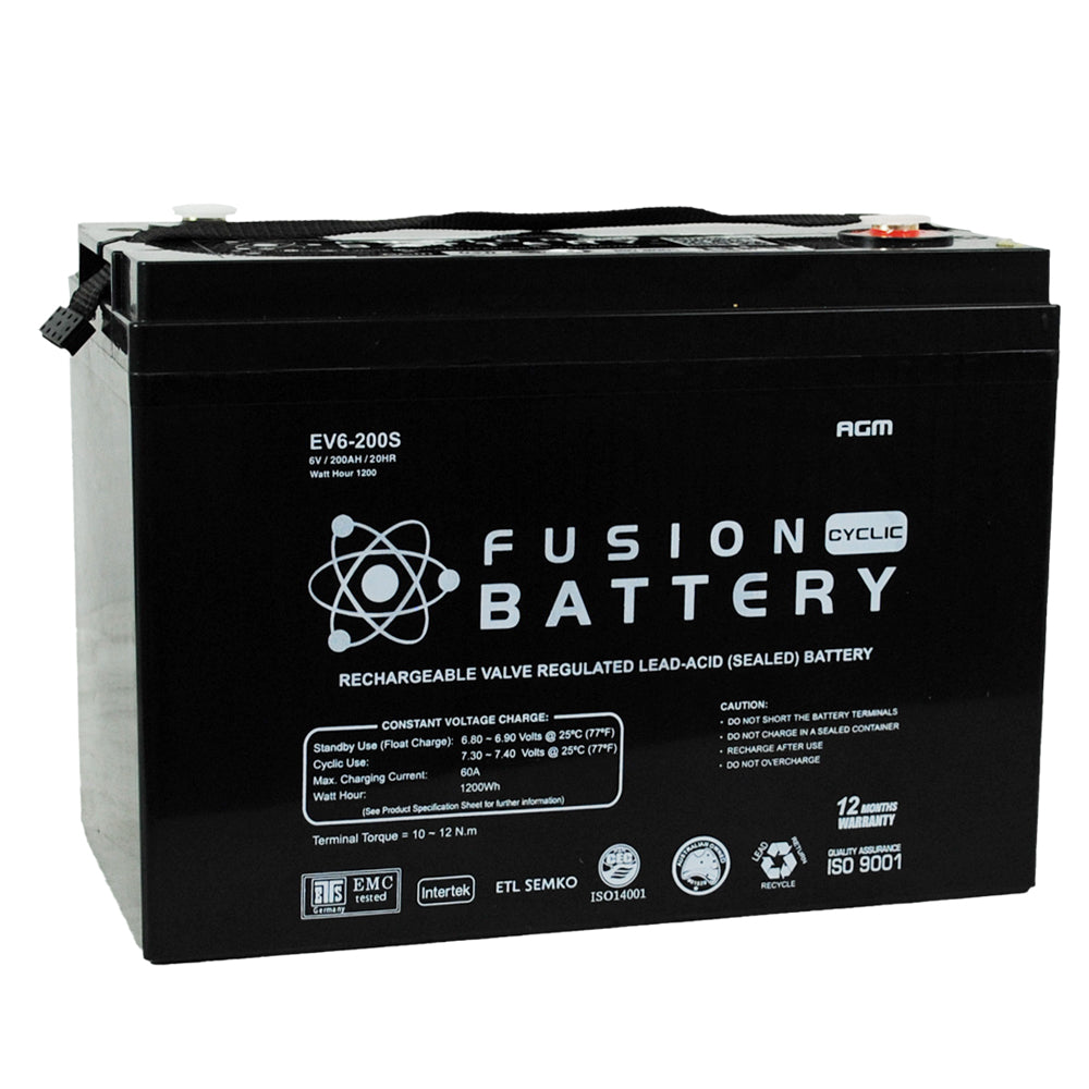 AGM DEEP CYCLE BATTERY 6V 200AH BY FUSION FOR ELECTRIC VEHCILES AND MACHINES - EV6-200S