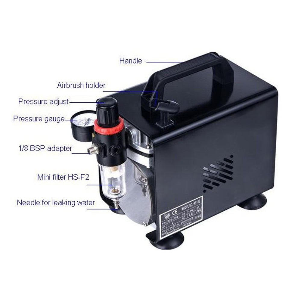 FORMULA AIRBRUSH COMPRESSOR 1/6HP WITH MOISTURE FILTER - FM.ABC-18BF