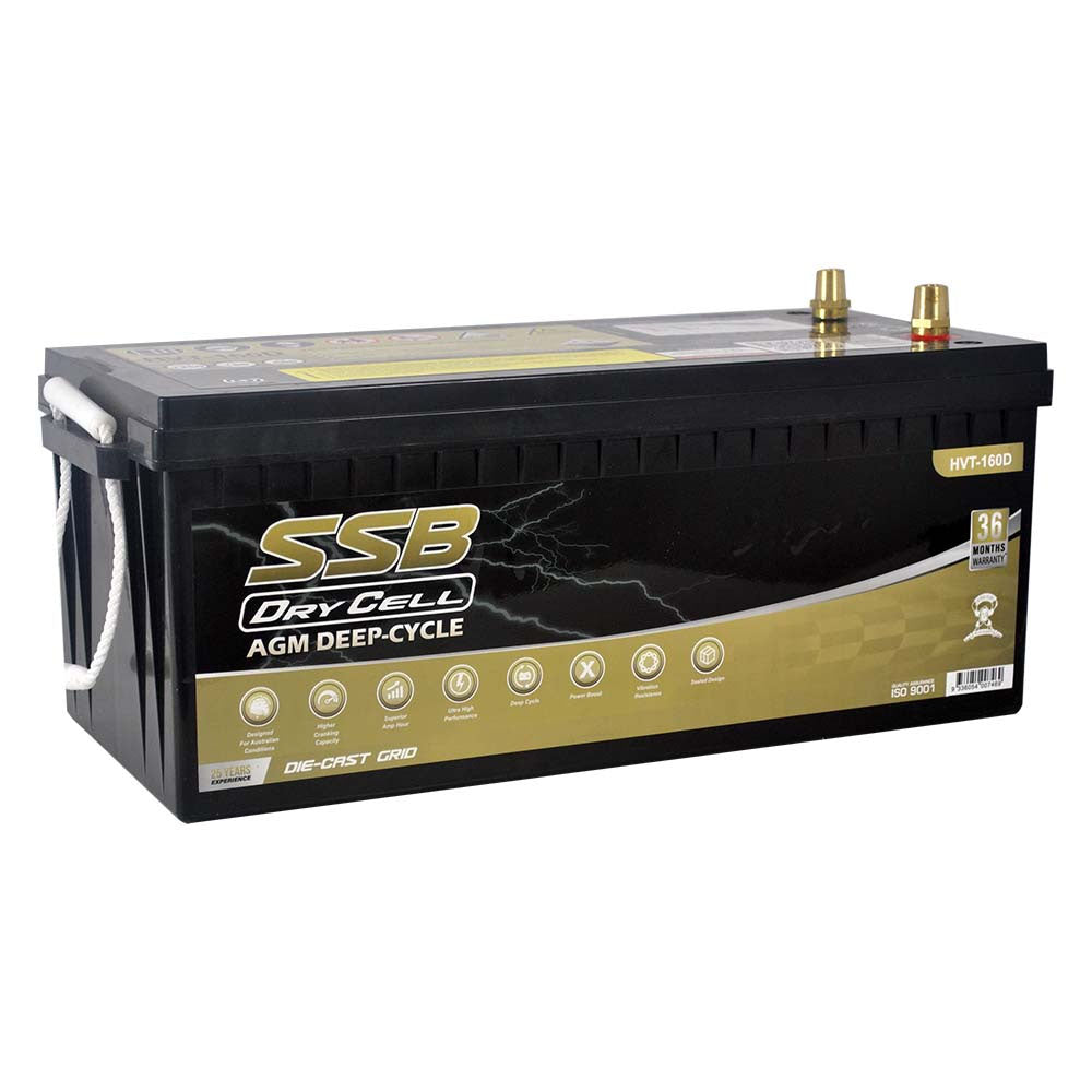 AGM BATTERY DEEP CYCLE DUAL PURPOSE 12V 160AH 1250CCA BY SSB ULTRA HIGH PERFORMANCE - HVT-160D