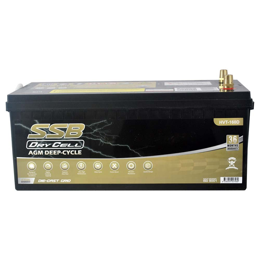 AGM BATTERY DEEP CYCLE DUAL PURPOSE 12V 160AH 1250CCA BY SSB ULTRA HIGH PERFORMANCE - HVT-160D