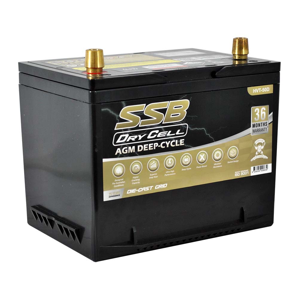 AGM BATTERY DEEP CYCLE DUAL PURPOSE 12V 60AH 600CCA BY SSB ULTRA HIGH PERFORMANCE - HVT-50D