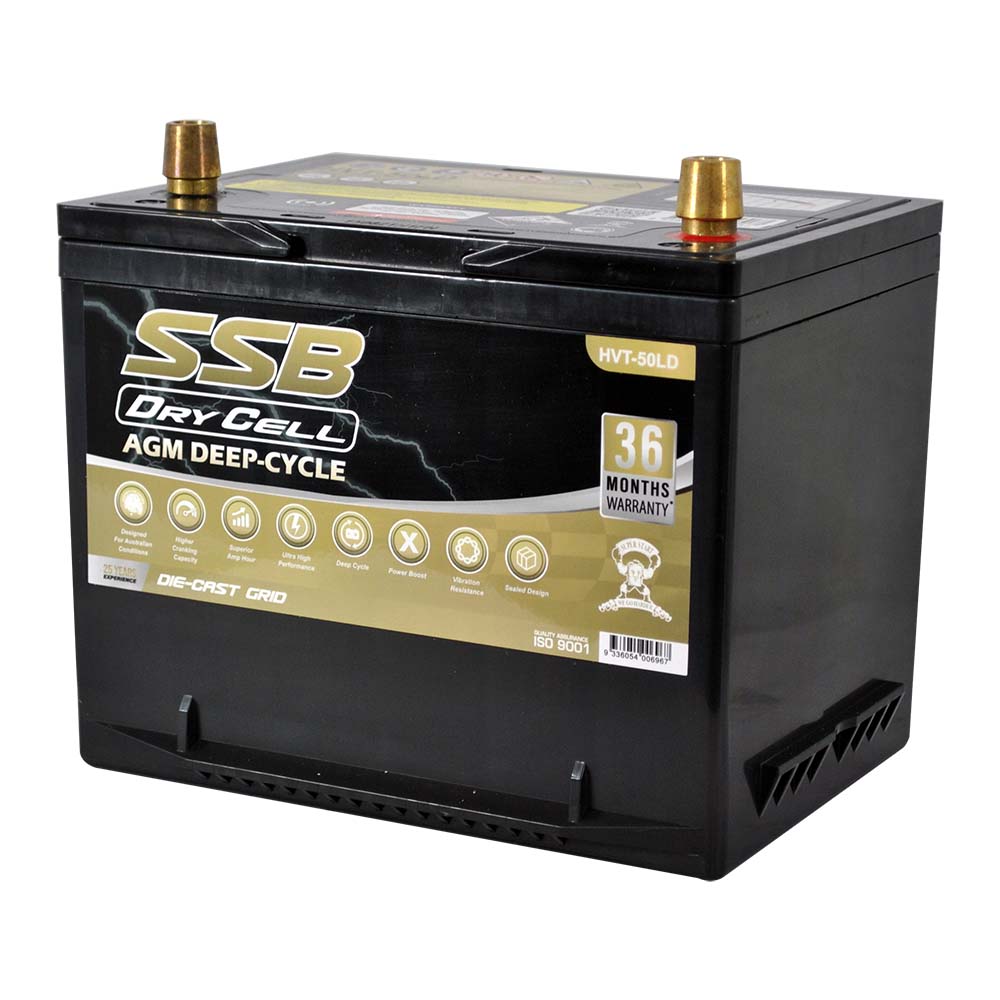 AGM BATTERY DEEP CYCLE DUAL PURPOSE 12V 60AH 600CCA BY SSB ULTRA HIGH PERFORMANCE - HVT-50LD
