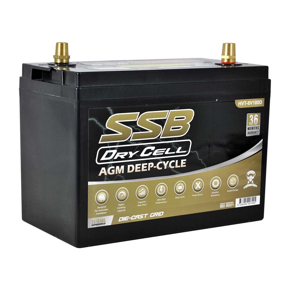 AGM BATTERY DEEP CYCLE DUAL PURPOSE 6V 187.2AH 1250CCA BY SSB ULTRA HIGH PERFORMANCE - HVT-6V180D