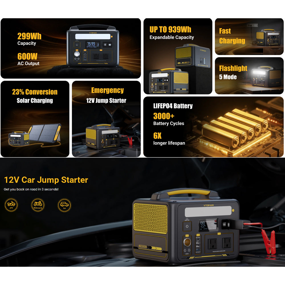 VTOMAN JUMP 600X PORTABLE POWER STATION 600W | 268WH - JUMP 600X