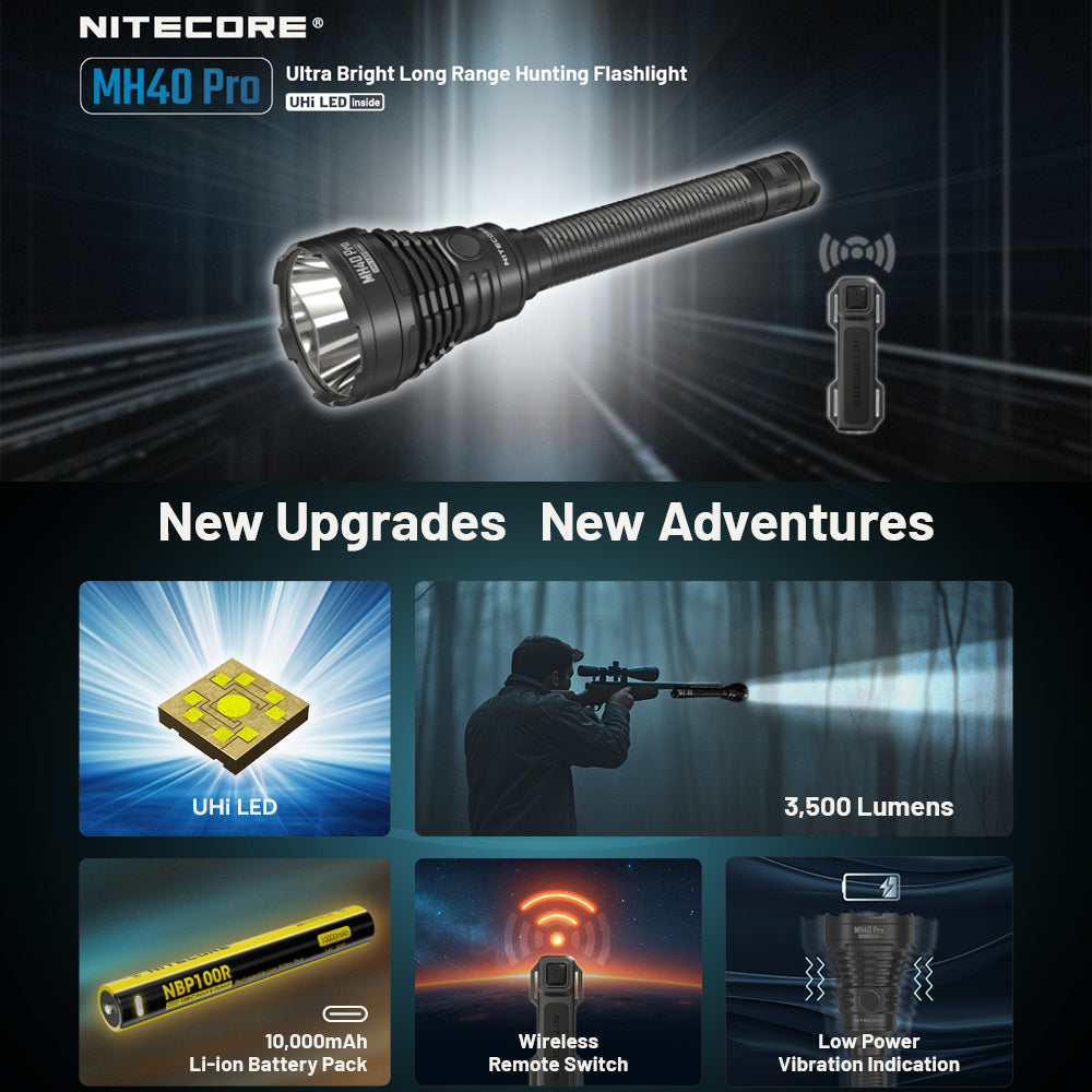NITECORE MH40 PRO 3500 LUMEN UHI BRIGHT LONG RANGE HUNTING TORCH - MH40PRO