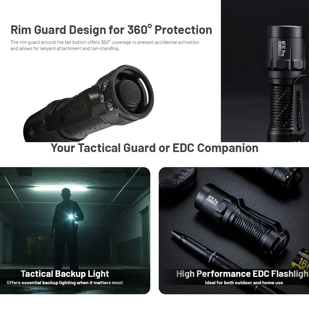 NITECORE MT1C PRO 1000 LUMEN IP68 EDC TORCH 505 YARDS THROW - MT1CPRO