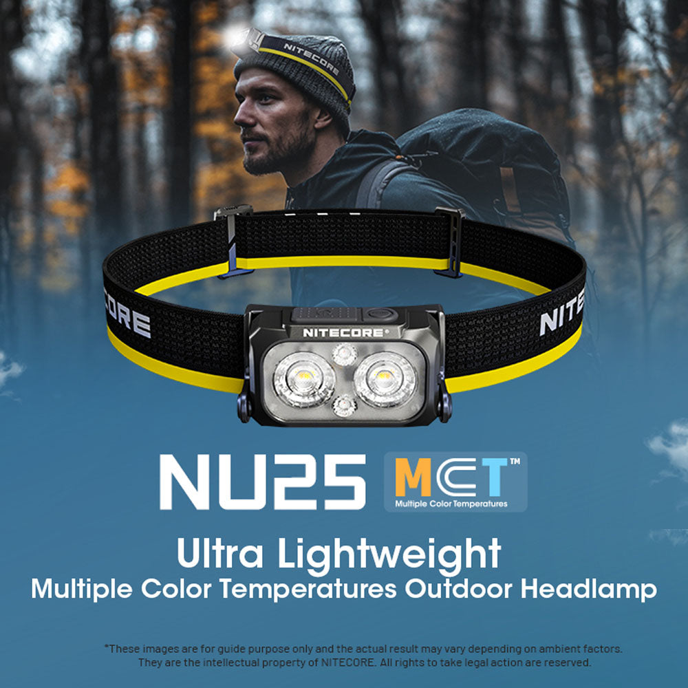 NITECORE USB RECHARGEABLE MULTI COLOR TEMPERATURE LED TRIPLE OUTPUT HEADLAMP TORCH - NU25-MCT