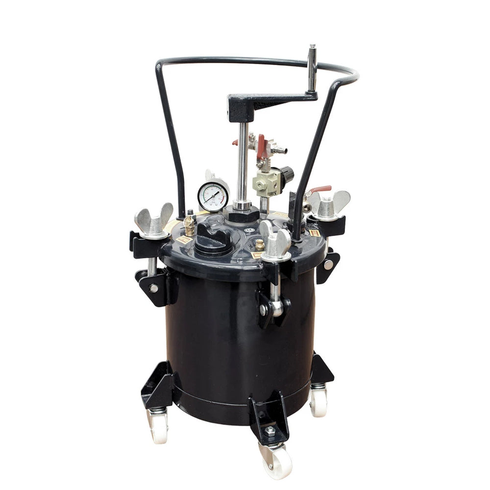 IWATA 2SPRAY PRESSURE POT MANUAL AGITATION 10L POT WITH GAUGES WHEELS & LINER - PT10N