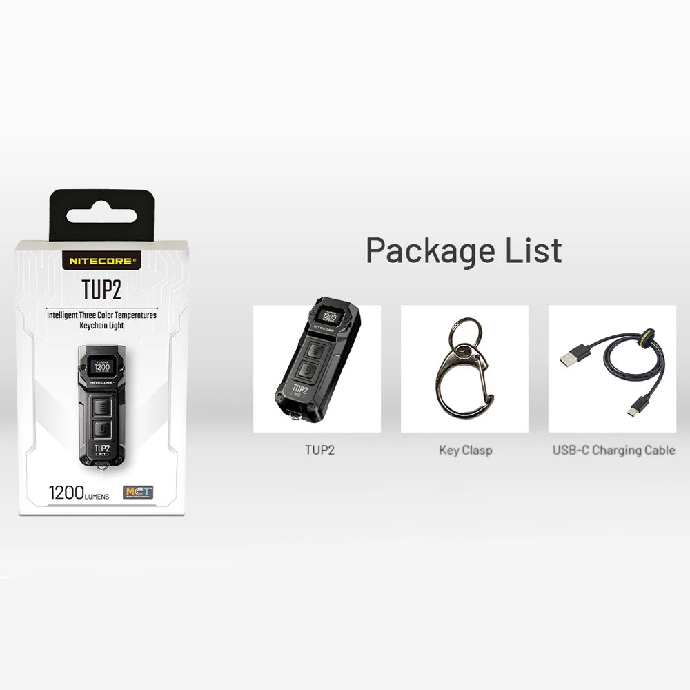 NITECORE TUP 1200 LUMEN RECHARGEABLE EDC TORCH BLACK - TUP2 BLACK