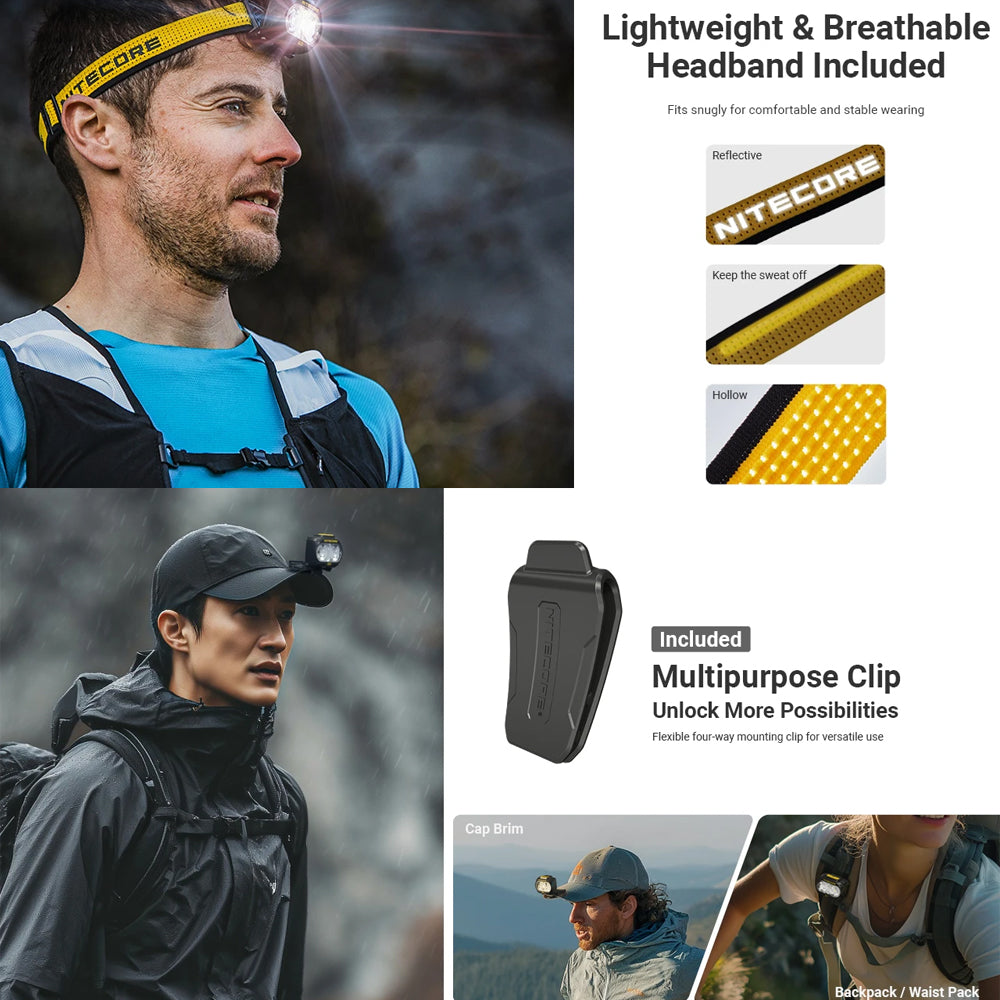 NITECORE 800 LUMEN USB RECHARGEABLE LED HEADLAMP TORCH WHITE - UT27 PRO WHITE