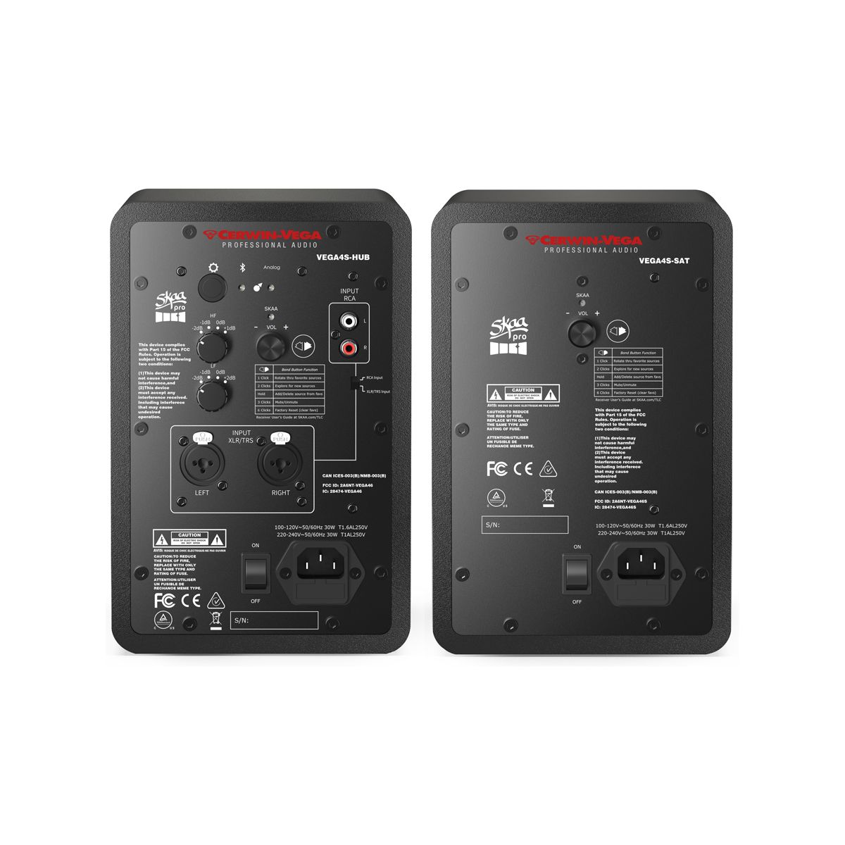 CERWIN VEGA HOME & STUDIO 4" TWO-WAY SKAA WIRELESS MONITOR PAIR (HUB + SAT) - VEGA4S