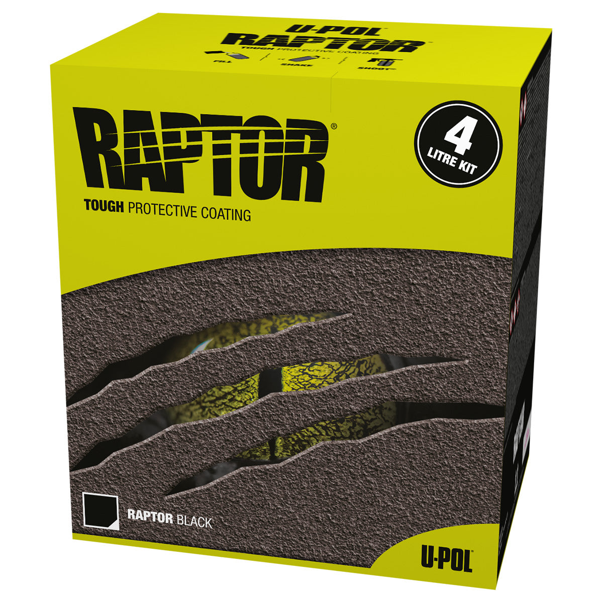 Raptor Liner Black U-Pol Spray On 2K Heavy Duty 4 Litre Kit Bed Liner Underseal