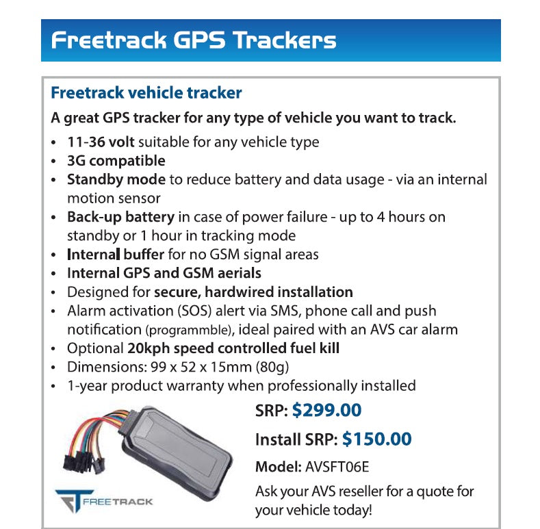 GPS Vehicle Tracker High Quality AVS 4G FREETRACK 12-36V No Ongoing Subscription