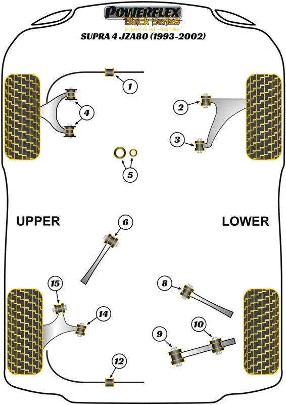 Supra Mk4 JZA80 (1993-2002) Steering Rack Mount Bush Kit 47mm suits Toyota