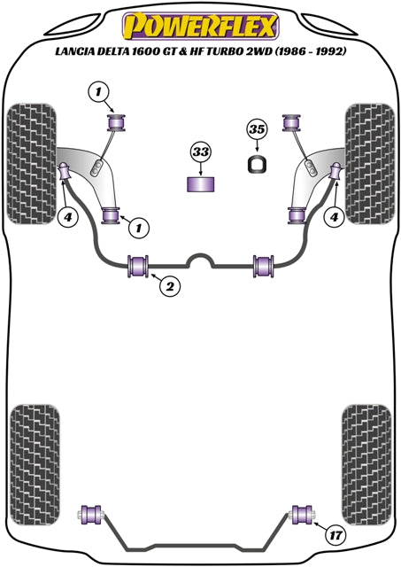 Lancia Delta 1600 GT & HF Turbo 2WD (1986-1992) Rear Anti Roll Bar Outer Bush