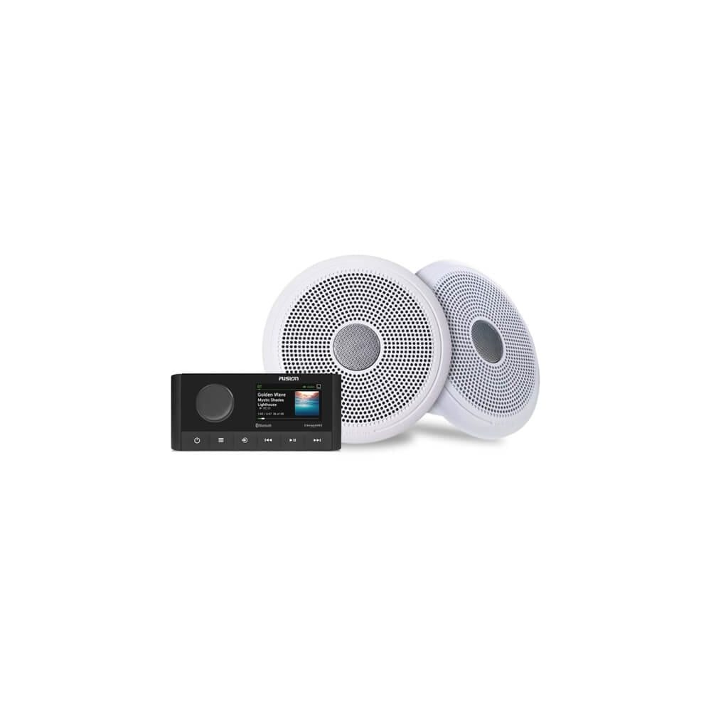 FUSION MARINE STEREO AND SPEAKER KIT WITH CLASSIC WHITE SPEAKERS - 010-02250-50