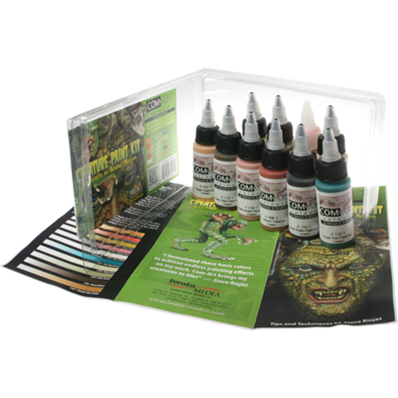 IWATA MEDEA COM-ART AIRBRUSH AND PAINTBRUSH CREATURE PAINT KIT 10PC BY - 8100.17