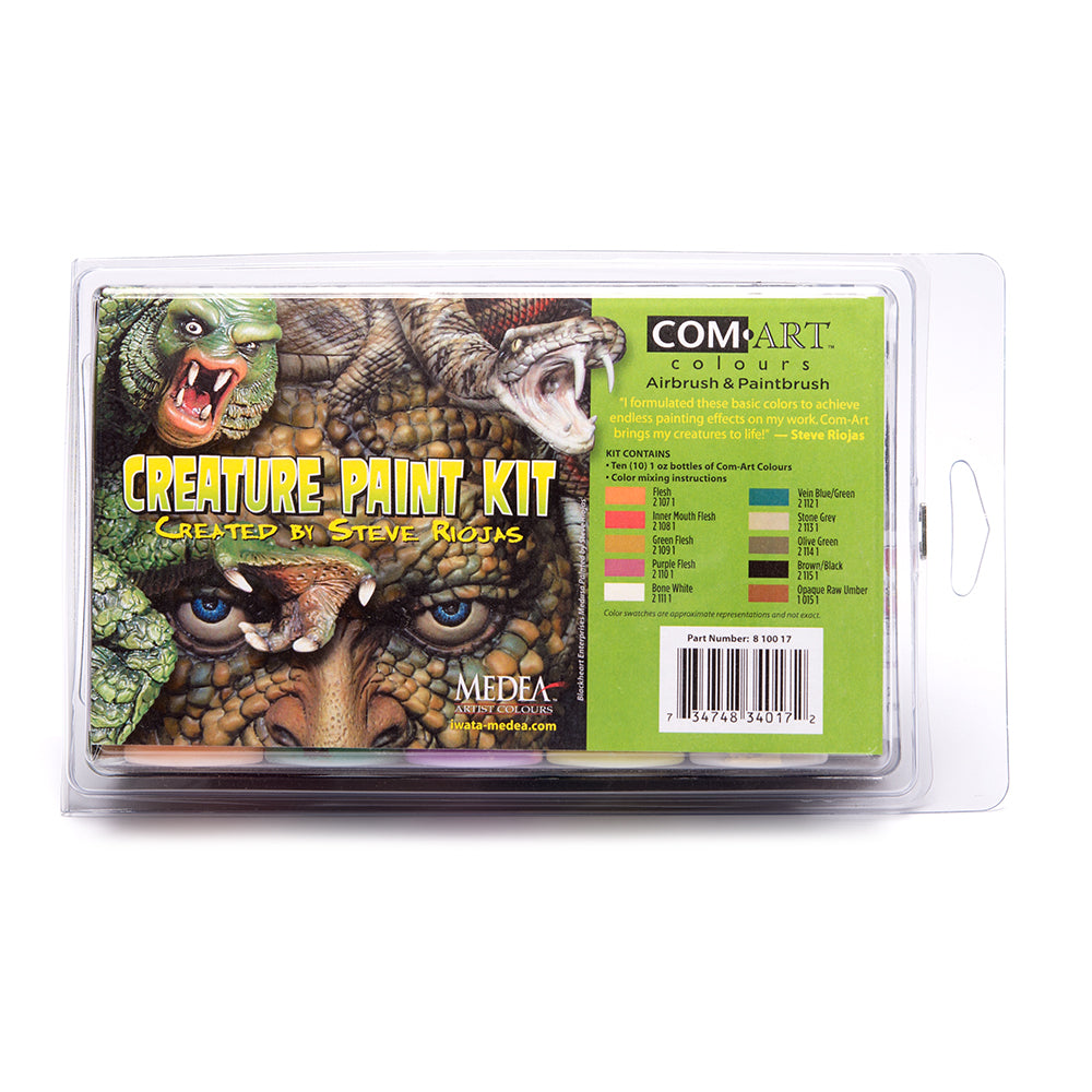 IWATA MEDEA COM-ART AIRBRUSH AND PAINTBRUSH CREATURE PAINT KIT 10PC BY - 8100.17