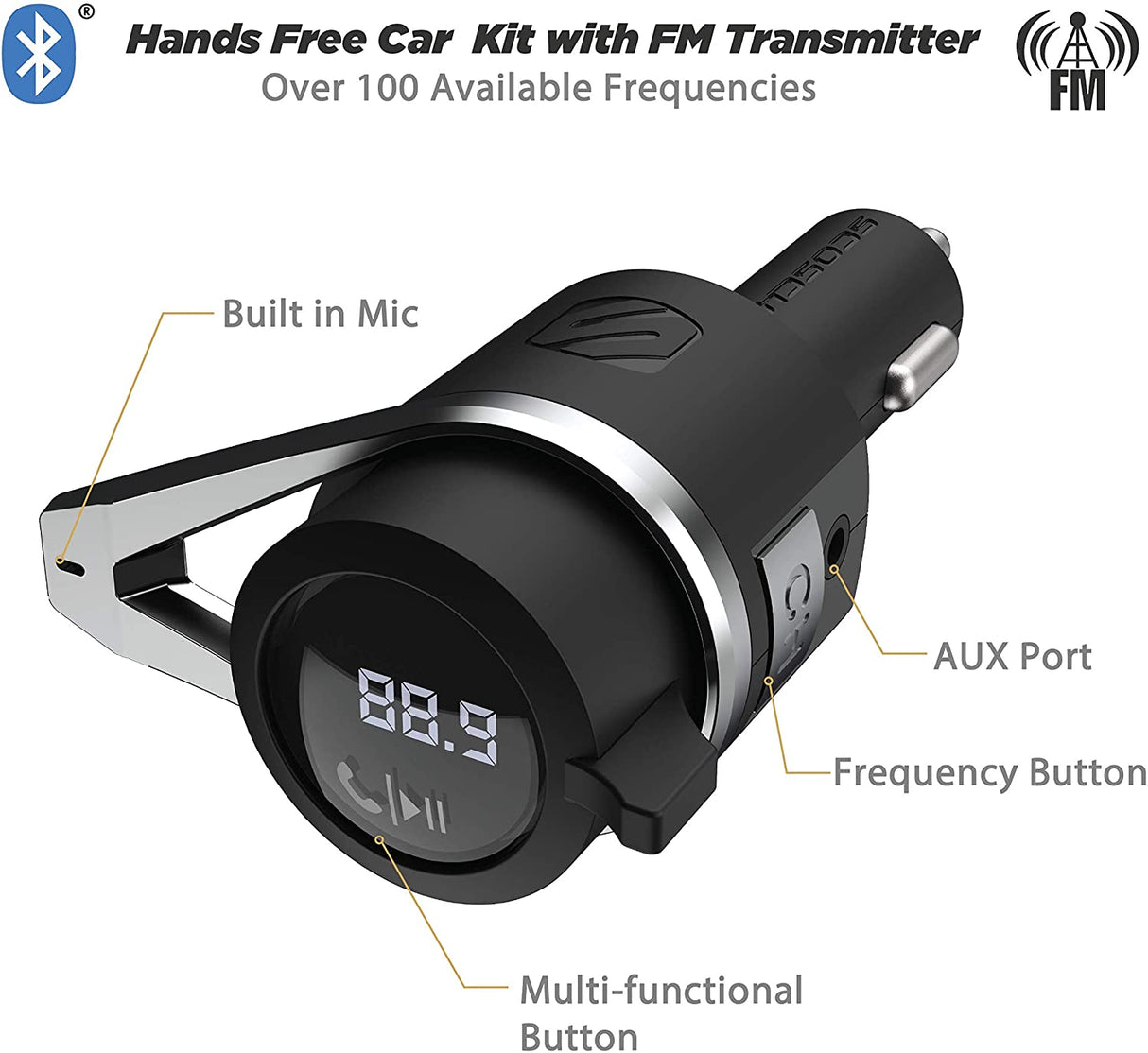 SCOSCHE BLUETOOTH FM TRANSMITTER WITH 15W USB-C AND USB CHARGER - BTFMPD3SR-SP