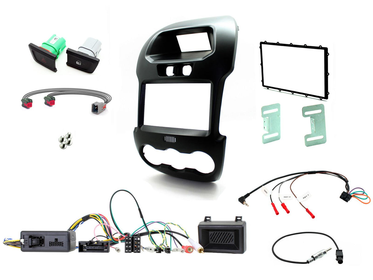 FITTING KIT FORD RANGER (PX) 2012 - 2015 DOUBLE DIN (BLACK) COMPLETE - CTKFD40C