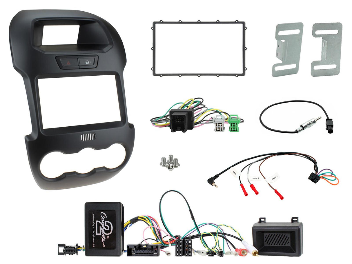 FITTING KIT FORD RANGER (PX) 2012 - 2015 DOUBLE DIN (BLACK) COMPLETE - CTKFD40C