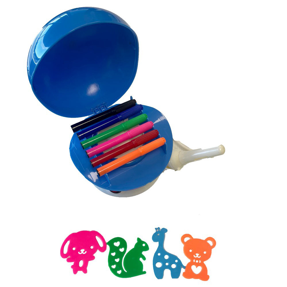 FORMULA AIRBRUSH KIT FOR KIDS WITH AIRBRUSH PEN AND STENCILS BLUE - FM.ABK-KIDS1