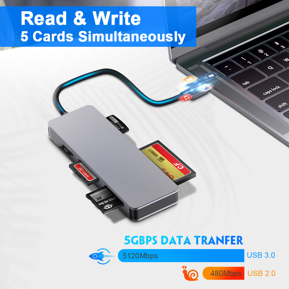 CARD READER ALUMINIUM 5-IN-1 CF/SDXC/XD/MICRO SD/M2/MS PRO DUO USB 3 - FM.CR-5N1