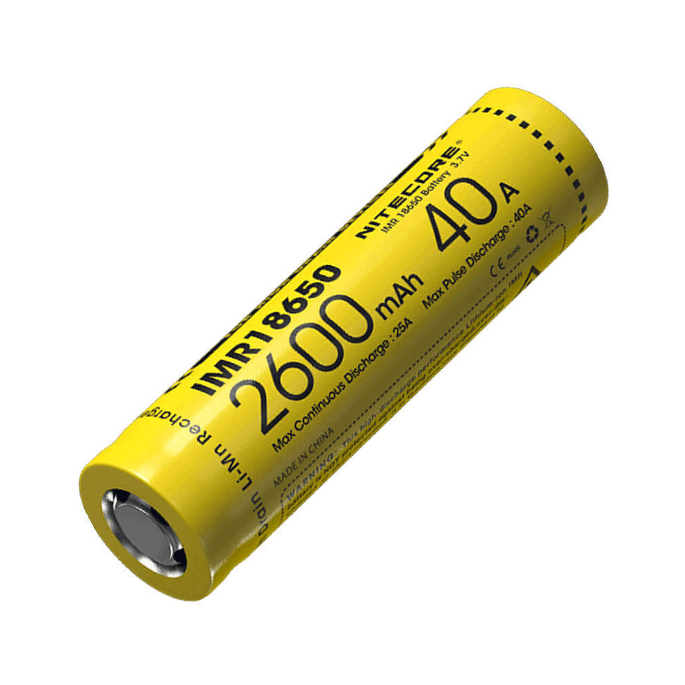 NITECORE 2600MAH RECHARGEABLE 18650 BATTERY (3.7V, 850mAh) - IMR18650
