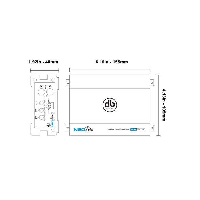 DB DRIVE AMP NEO MINI 2 CH - 2 X 125 RMS @ 4 OHM / 2 X 250W RMS @ 2 OHM - NEOM2